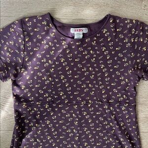 Vintage Purple Floral Short Sleeve Dress